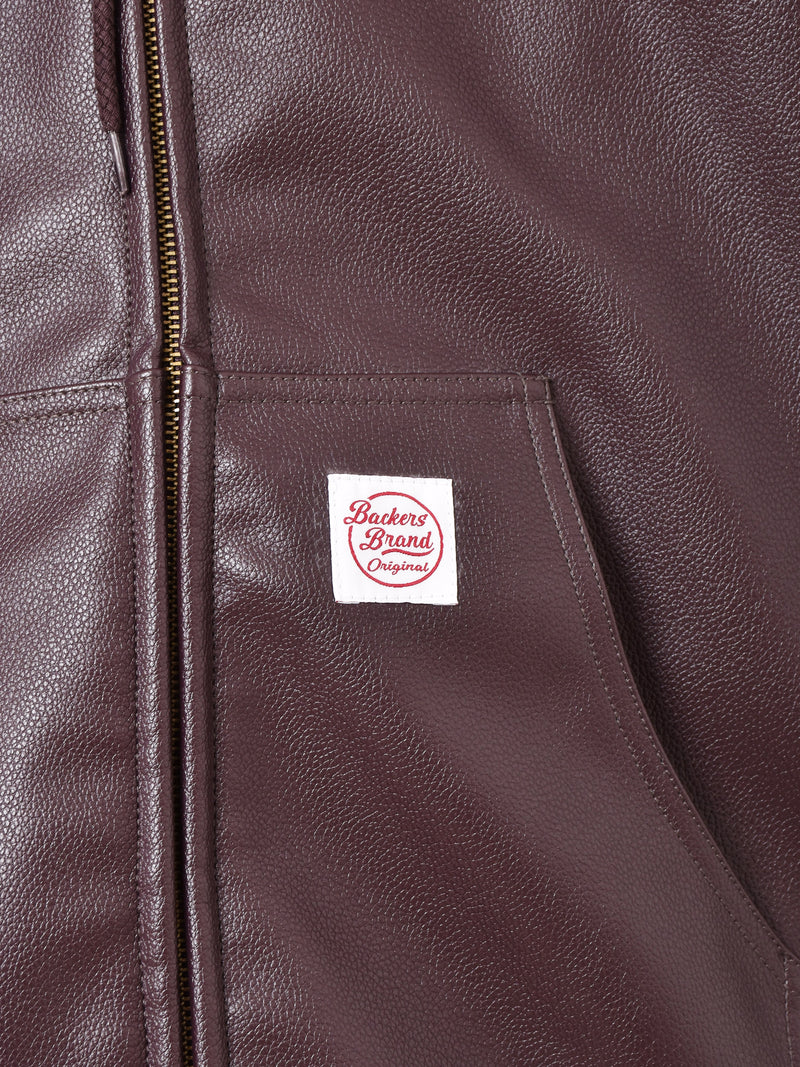 【3色展開】Backers フェイクレザー ジップアップ パーカー