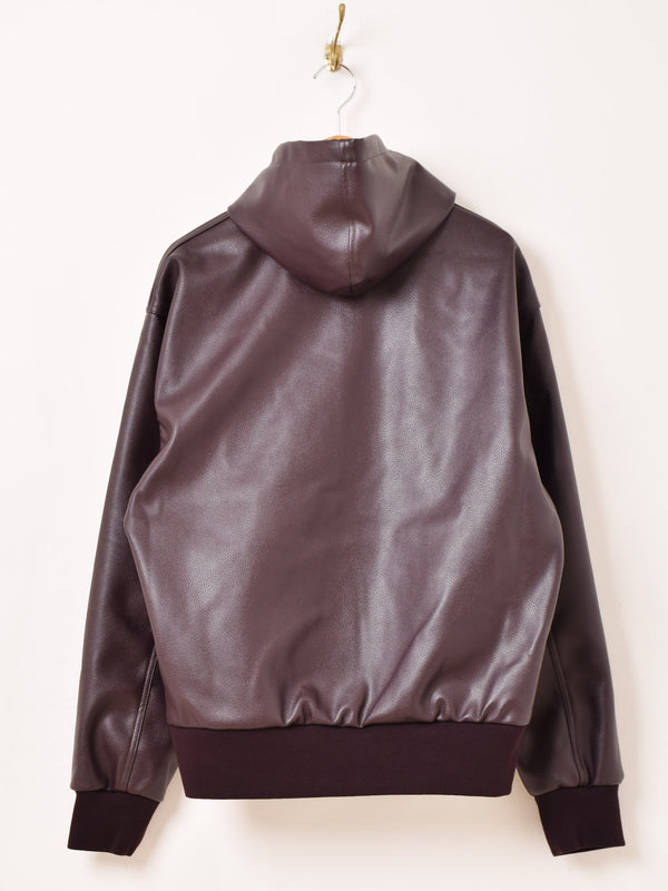 【3色展開】Backers フェイクレザー ジップアップ パーカー