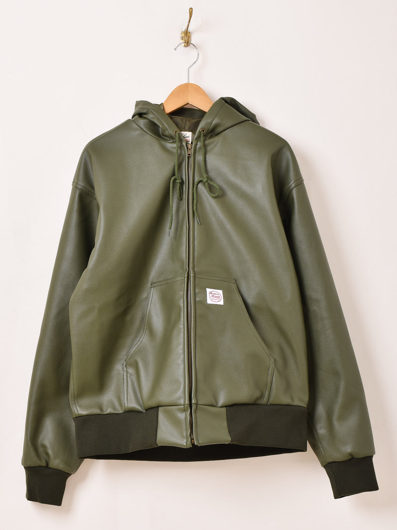 【3色展開】Backers フェイクレザー ジップアップ パーカー