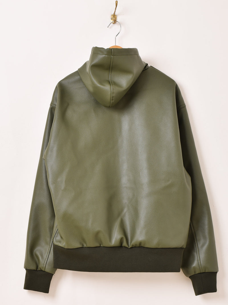 【3色展開】Backers フェイクレザー ジップアップ パーカー