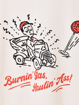 【2色展開】 プリント リンガーTシャツ「Burnin' Gas, Haulin' Ass!!」
