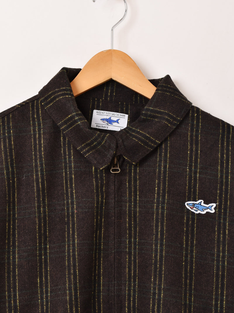 【2色展開】Backers チェック柄 ワンポイント シャーク ジャケット