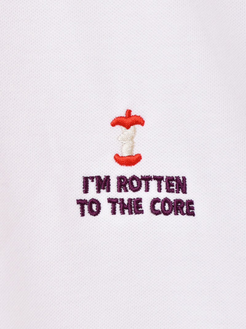 【2色展開】 ワンポイント ポロシャツ 「I'M ROTTEN TO THE CORE」