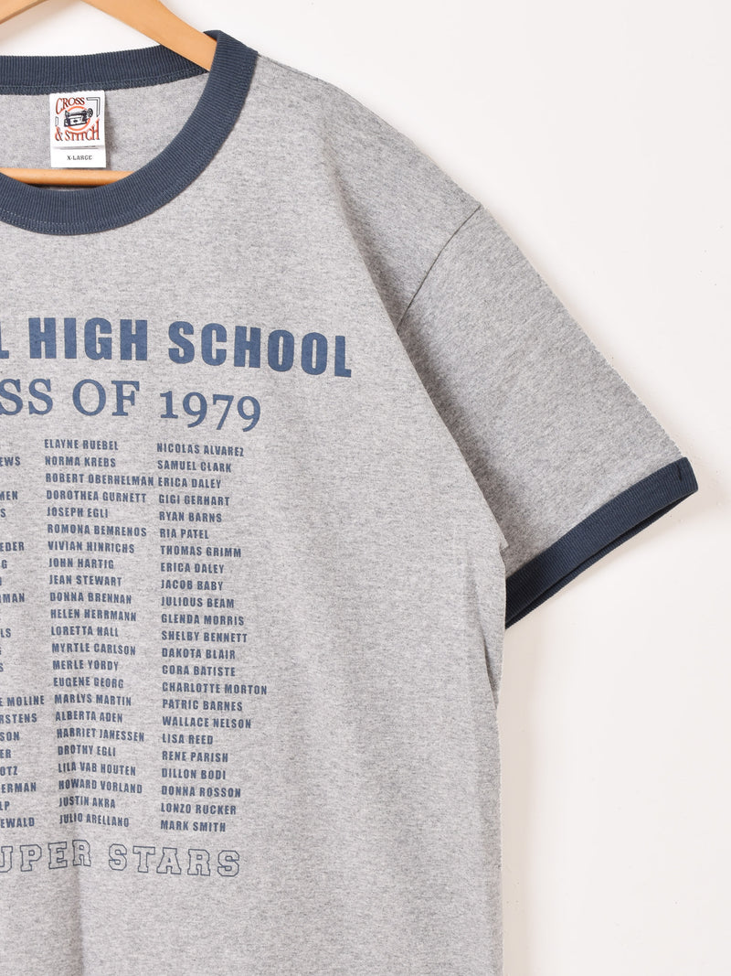 【2色展開】 プリント リンガーTシャツ「CLASS OF 1979」