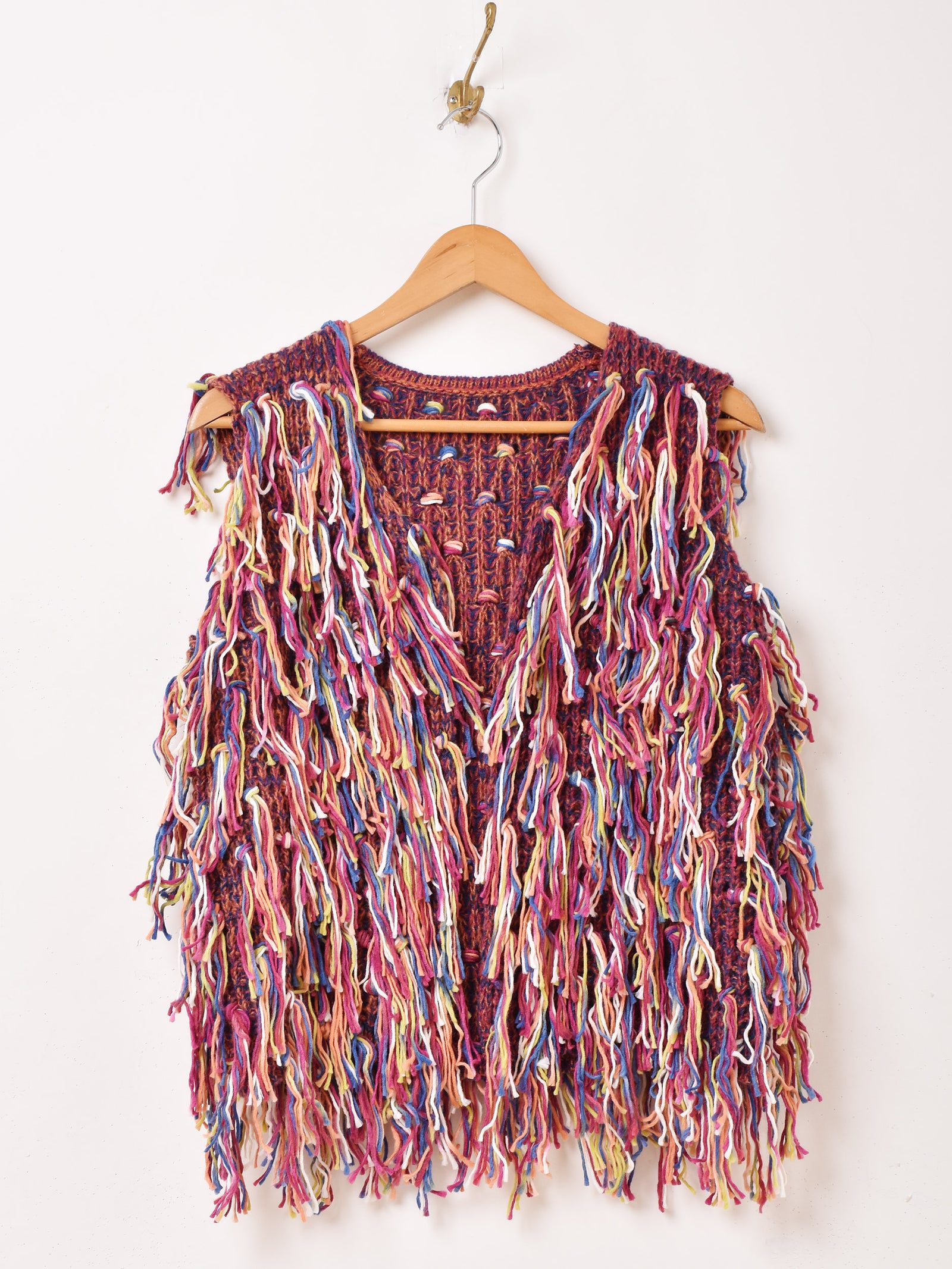 2色展開】Meridian カラフル フリンジ ニットベスト – 古着屋Top of