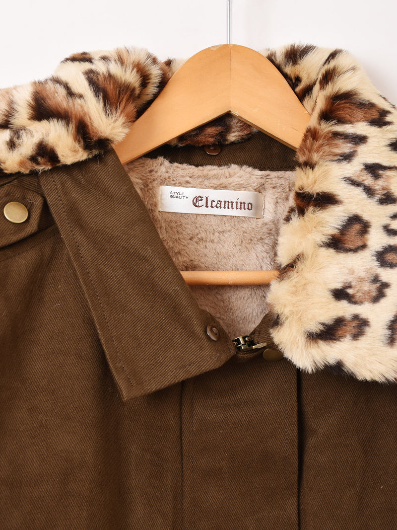 【3色展開】Elcamino レオパードファーカラー ブルゾン