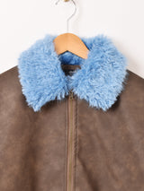 【2色展開】Meridian ファーカラー フェイクレザー ブルゾン