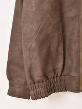 【2色展開】Meridian ファーカラー フェイクレザー ブルゾン