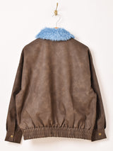 【2色展開】Meridian ファーカラー フェイクレザー ブルゾン