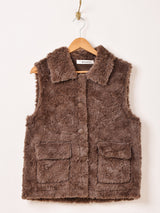 Elcamino 襟付き フェイクファ ーベスト