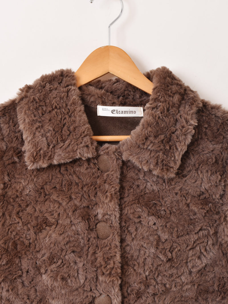 Elcamino 襟付き フェイクファ ーベスト