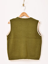 【3色展開】Elcamino フラワー刺繍 パイピング ニットベスト