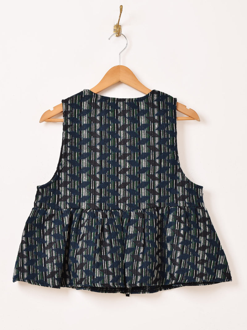 【3色展開】Meridian タペストリー ジオメトリック柄 ペプラムベスト