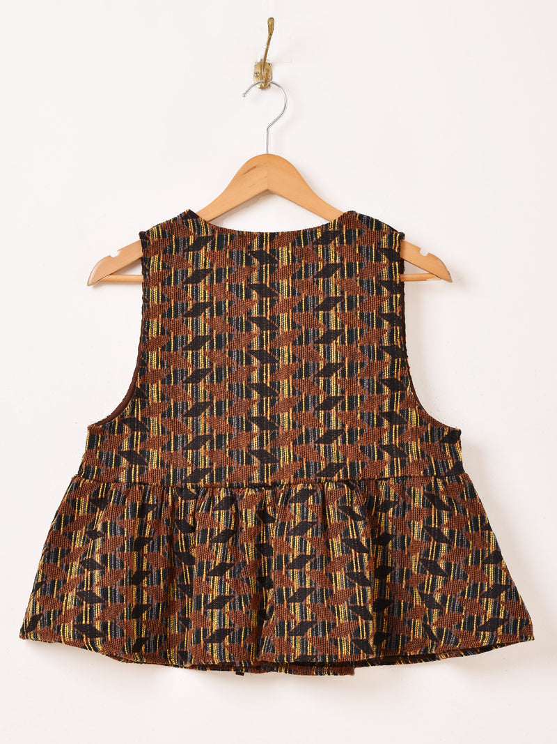 【3色展開】Meridian タペストリー ジオメトリック柄 ペプラムベスト