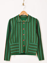 【2色展開】Meridian ストライプ 襟付き カーディガン