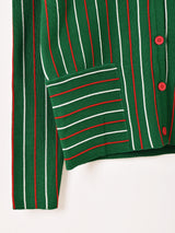 【2色展開】Meridian ストライプ 襟付き カーディガン