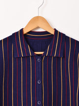 【2色展開】Meridian ストライプ 襟付き カーディガン