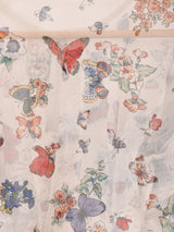 Meridian バタフライ柄 ラッフルスリーブ 長袖ブラウス