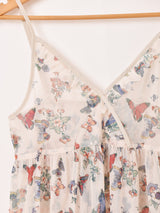 Meridian バタフライ柄 チュールキャミソールワンピース