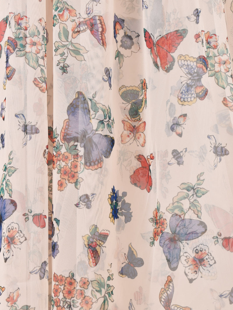 Meridian バタフライ柄 チュールキャミソールワンピース