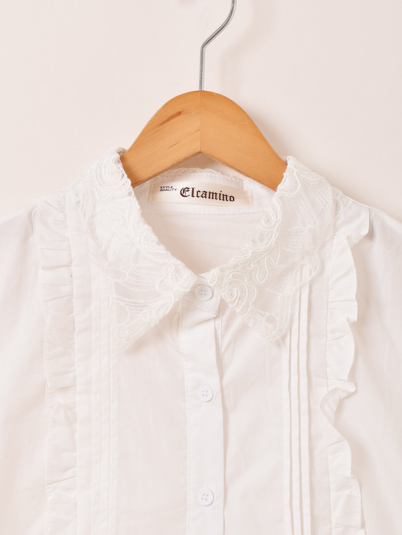 Elcamino フリル×レース 半袖ブラウス – 古着屋Top of the Hillの 
