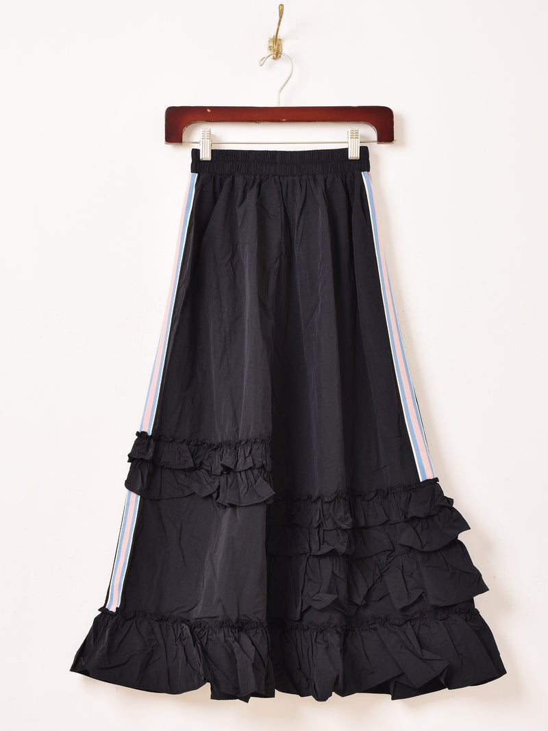 【2色展開】Meridian ライン入り ナイロン フリルスカート