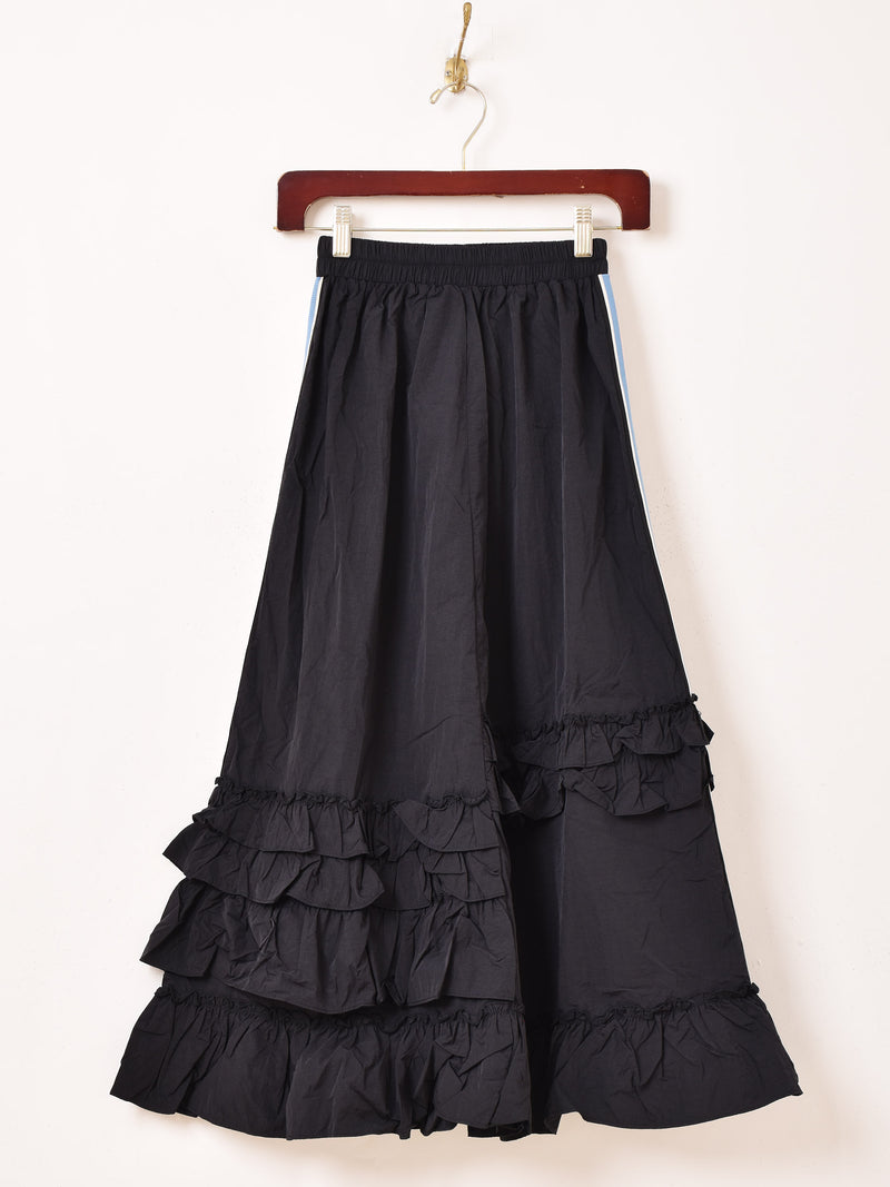 【2色展開】Meridian ライン入り ナイロン フリルスカート