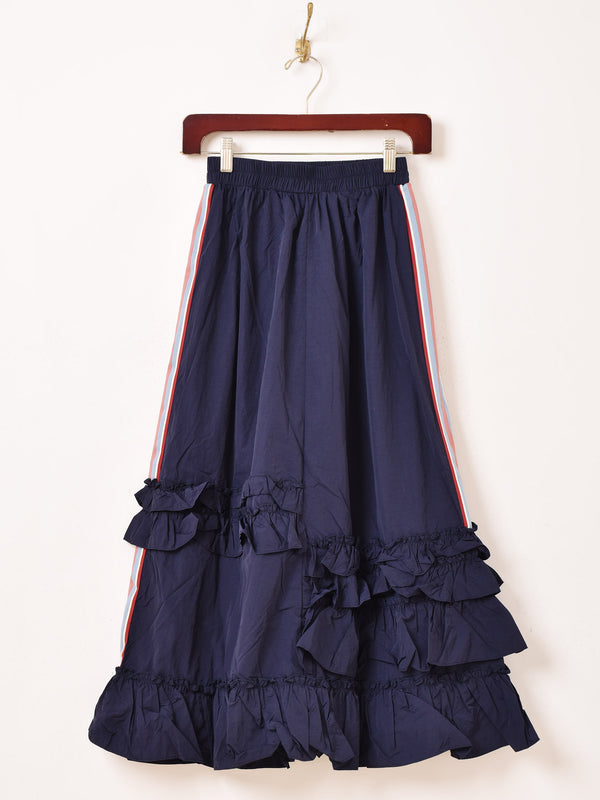 【2色展開】Meridian ライン入り ナイロン フリルスカート