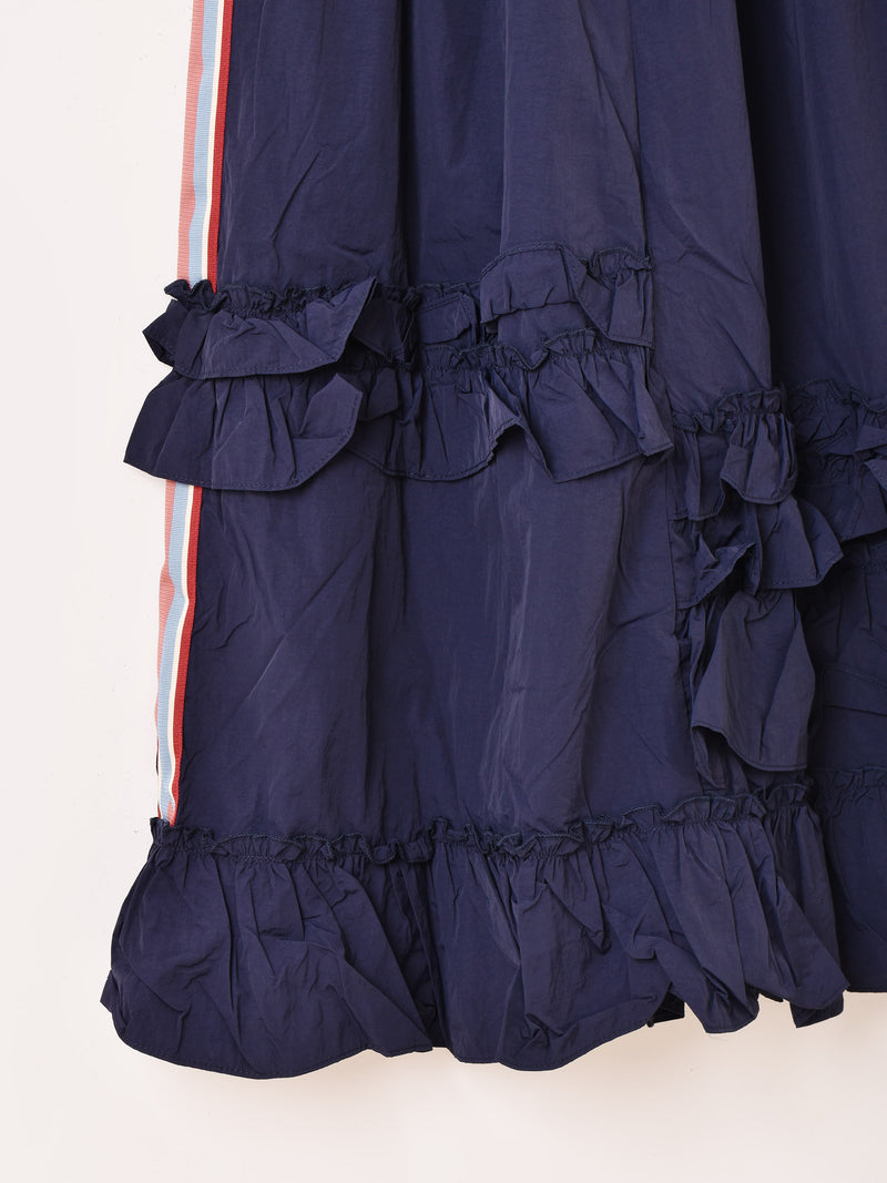 【2色展開】Meridian ライン入り ナイロン フリルスカート