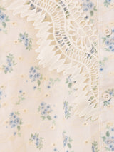 【2色展開】Meridian 花柄 レース 半袖ブラウス