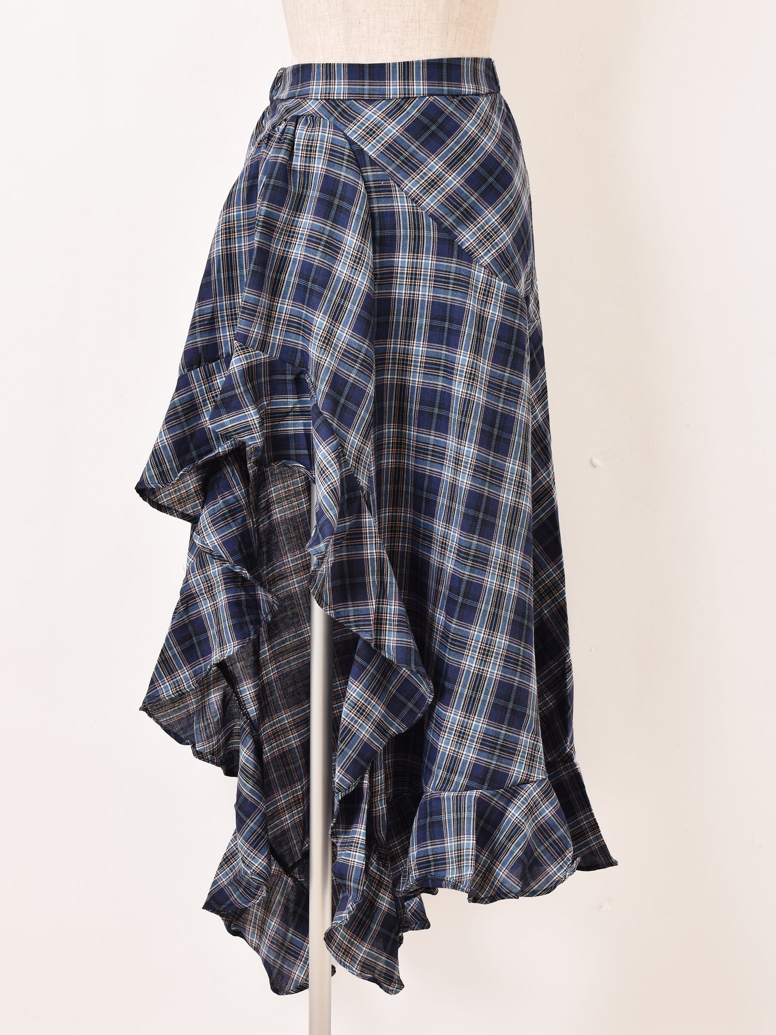 Burberry ノバチェック　スカート　フリル　アシンメトリー 2色展開】Meridian チェック柄 フリル アシンメトリー スカート