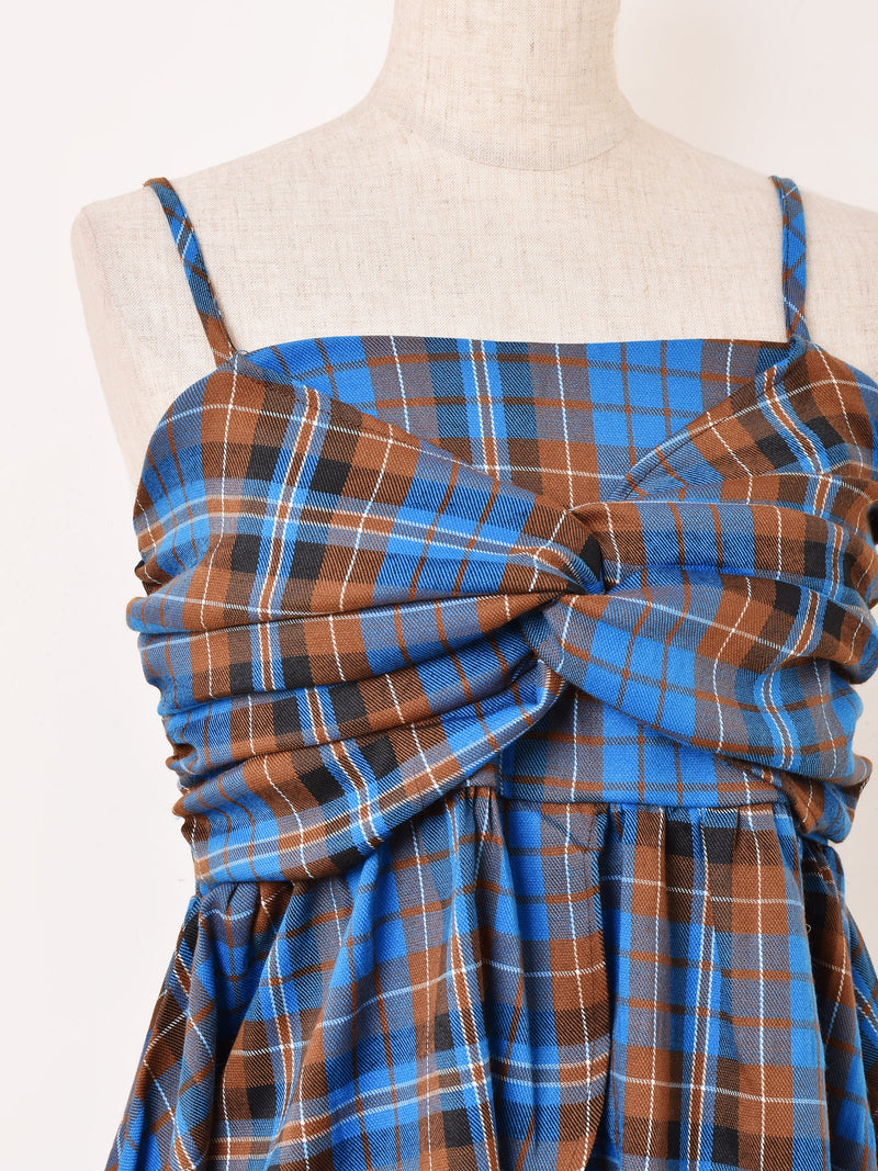 【3色展開】Meridian チェック柄 アシンメトリー キャミソール