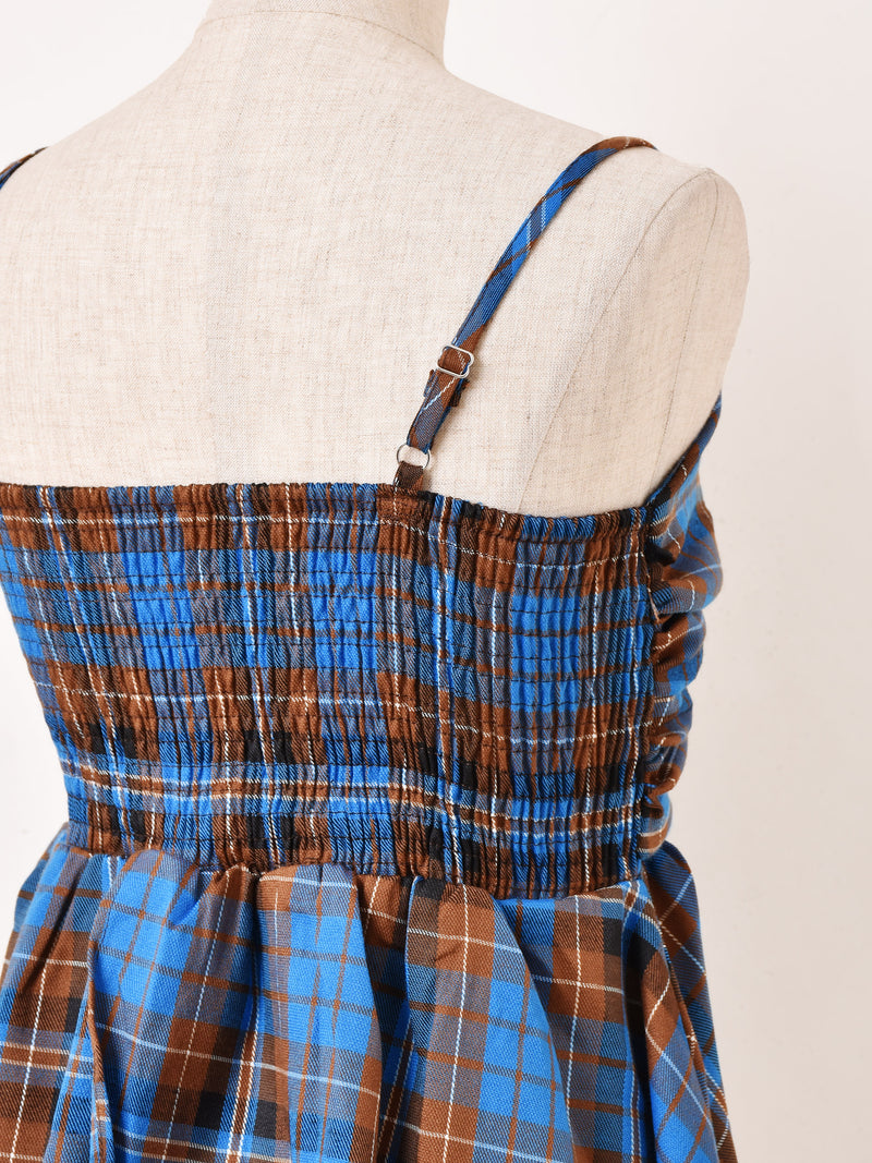 【3色展開】Meridian チェック柄 アシンメトリー キャミソール