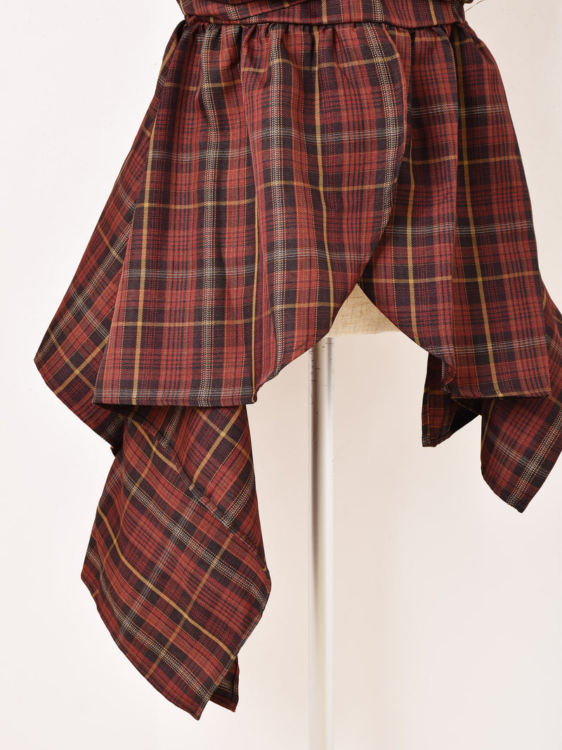 【3色展開】Meridian チェック柄 アシンメトリー キャミソール