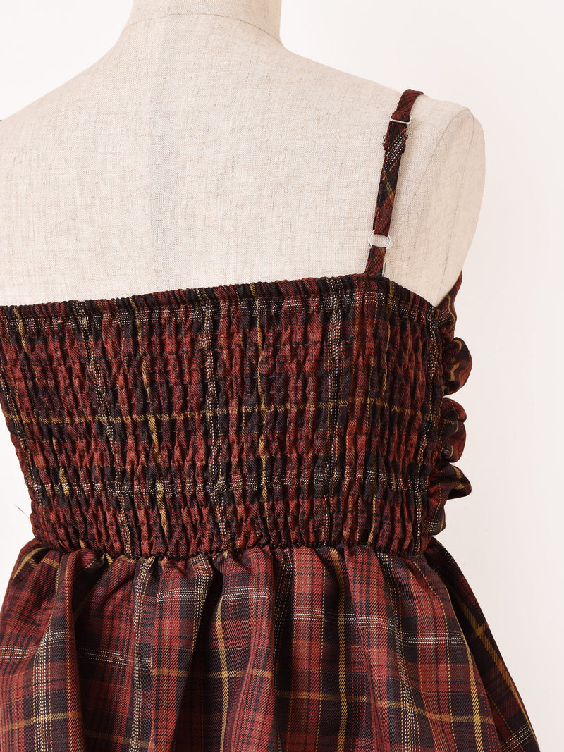 【3色展開】Meridian チェック柄 アシンメトリー キャミソール