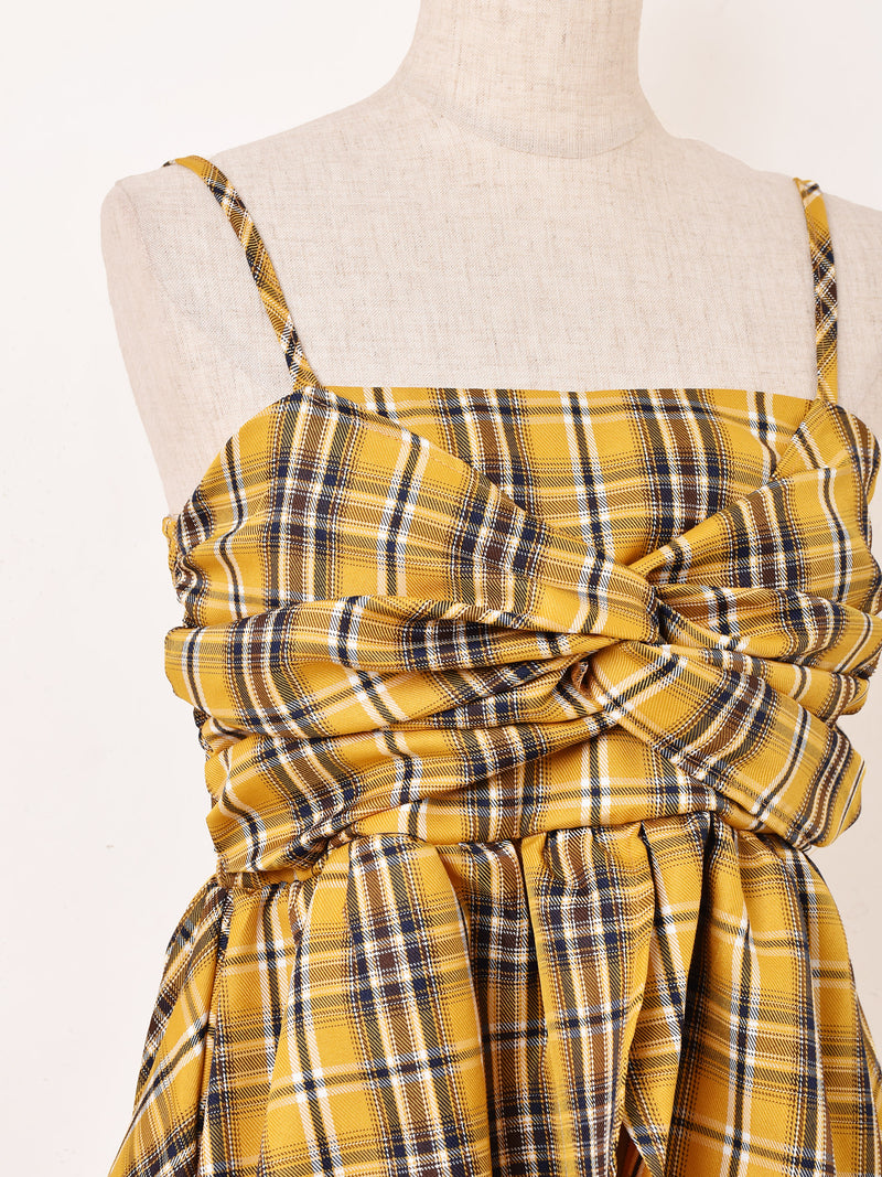 【3色展開】Meridian チェック柄 アシンメトリー キャミソール