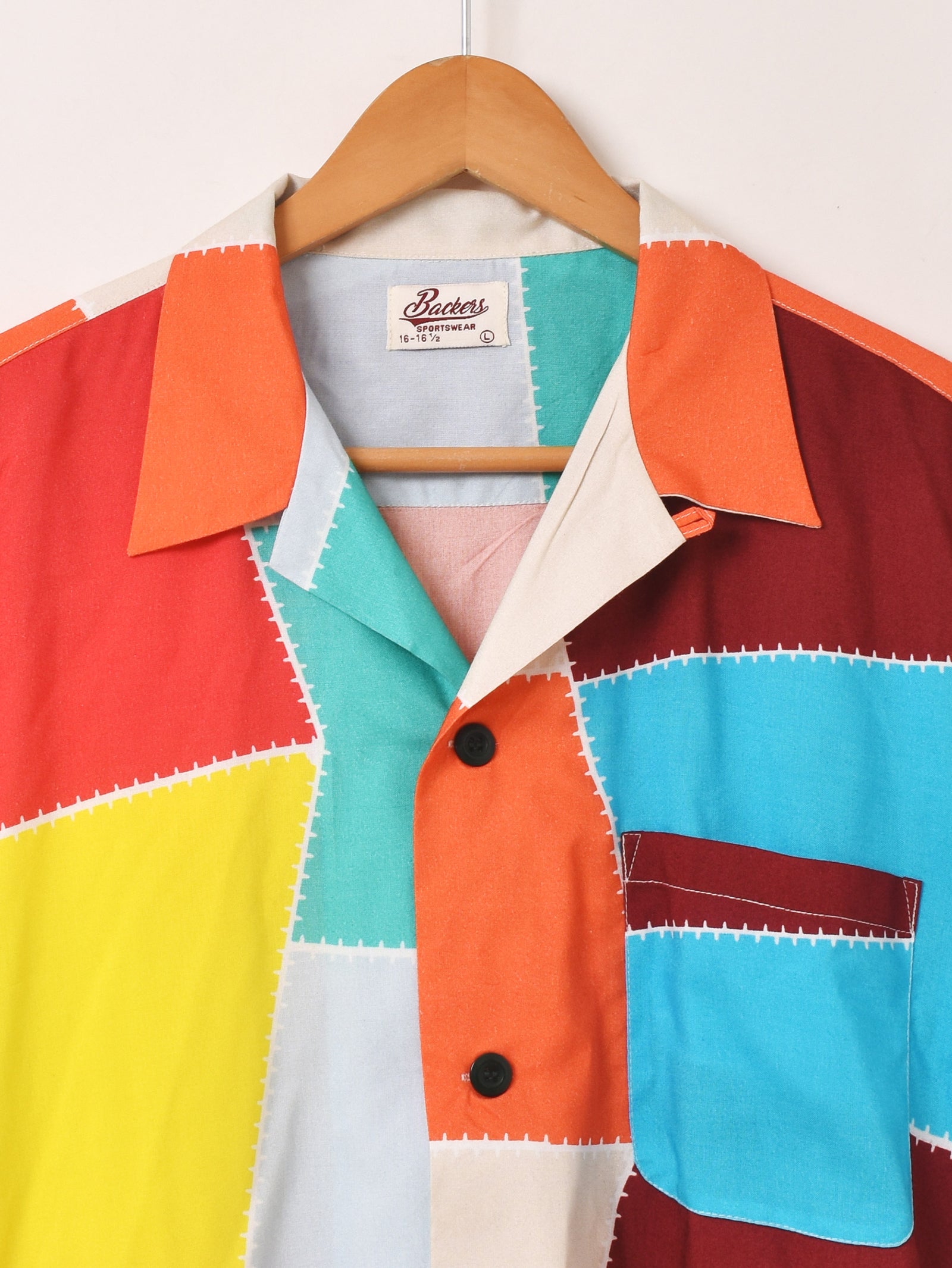 ドット柄パッチワーク半袖シャツ Backers パッチワーク 半袖 オープンカラーシャツ – 古着屋Top