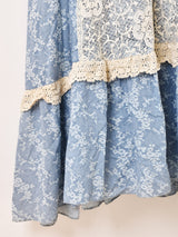 70's "GUNNE SAX" レース 花柄 ロングドレス