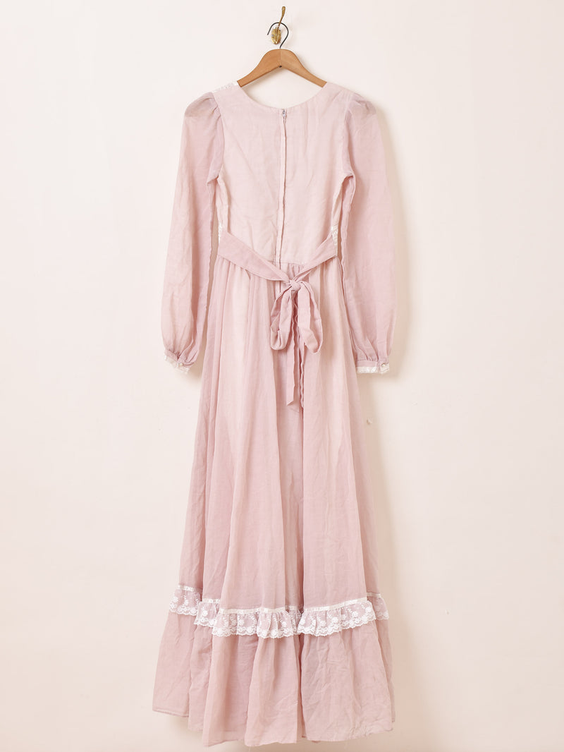 海外古着 [即購入可]ワンピース gunne sax風　ロング ピンク　70s 70's 