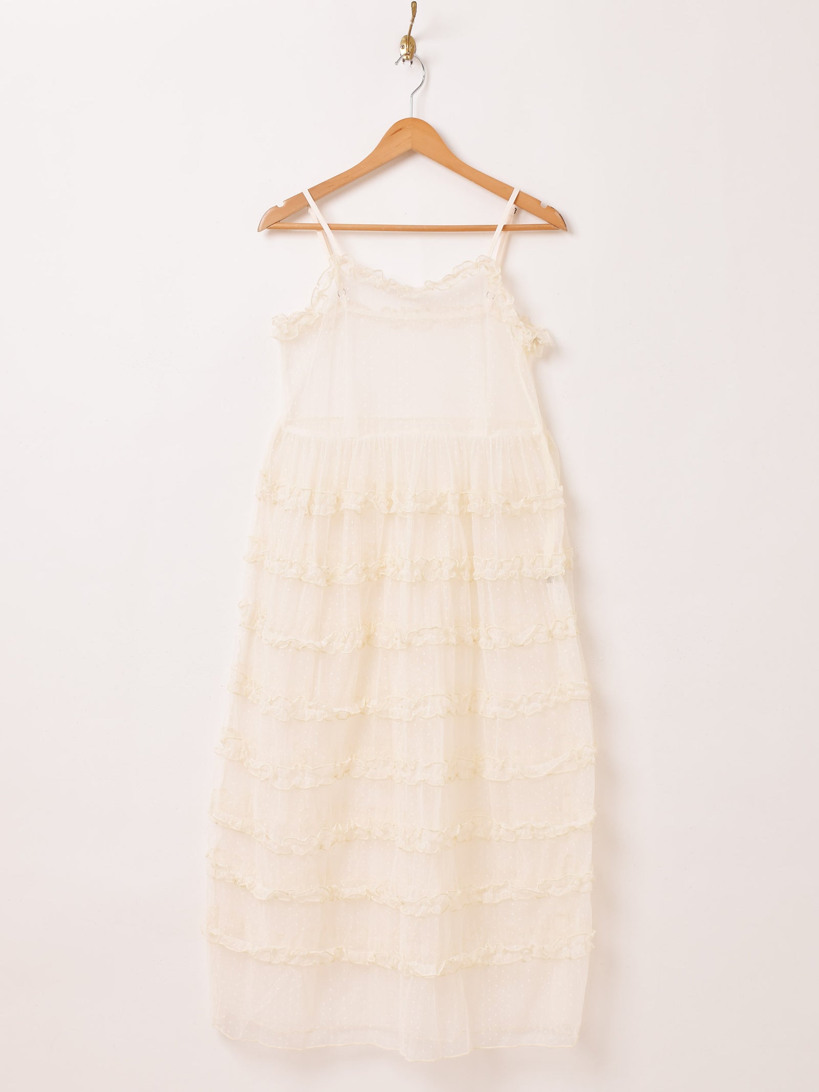 40 N°21 ドットチュール フリル キャミミニワンピ シースルー風 40 N°21 ドットチュール フリル キャミミニワンピ シースルー風
