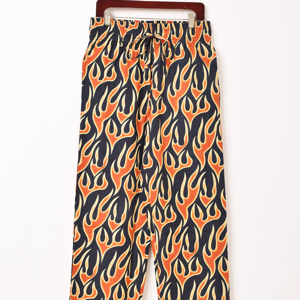 ASGER JUEL LARSEN ファイヤーパターン 総柄 スウェット パンツ ASGER JUEL LARSEN ファイヤーパターン 総柄 スウェット パンツ
