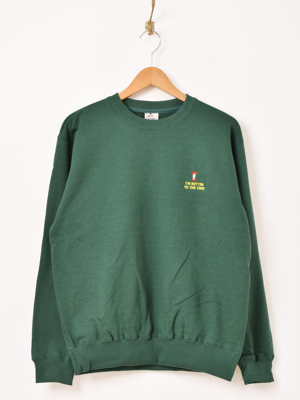 ワンポイント刺繍 スウェットシャツ「I'M ROTTEN TO THE CORE」