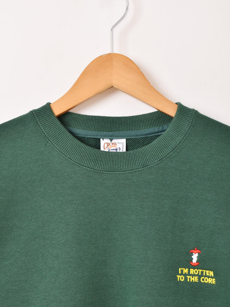 ワンポイント刺繍 スウェットシャツ「I'M ROTTEN TO THE CORE」
