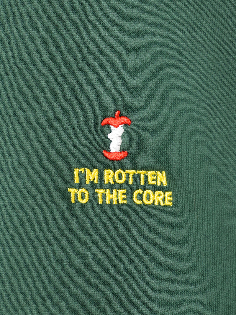 ワンポイント刺繍 スウェットシャツ「I'M ROTTEN TO THE CORE」