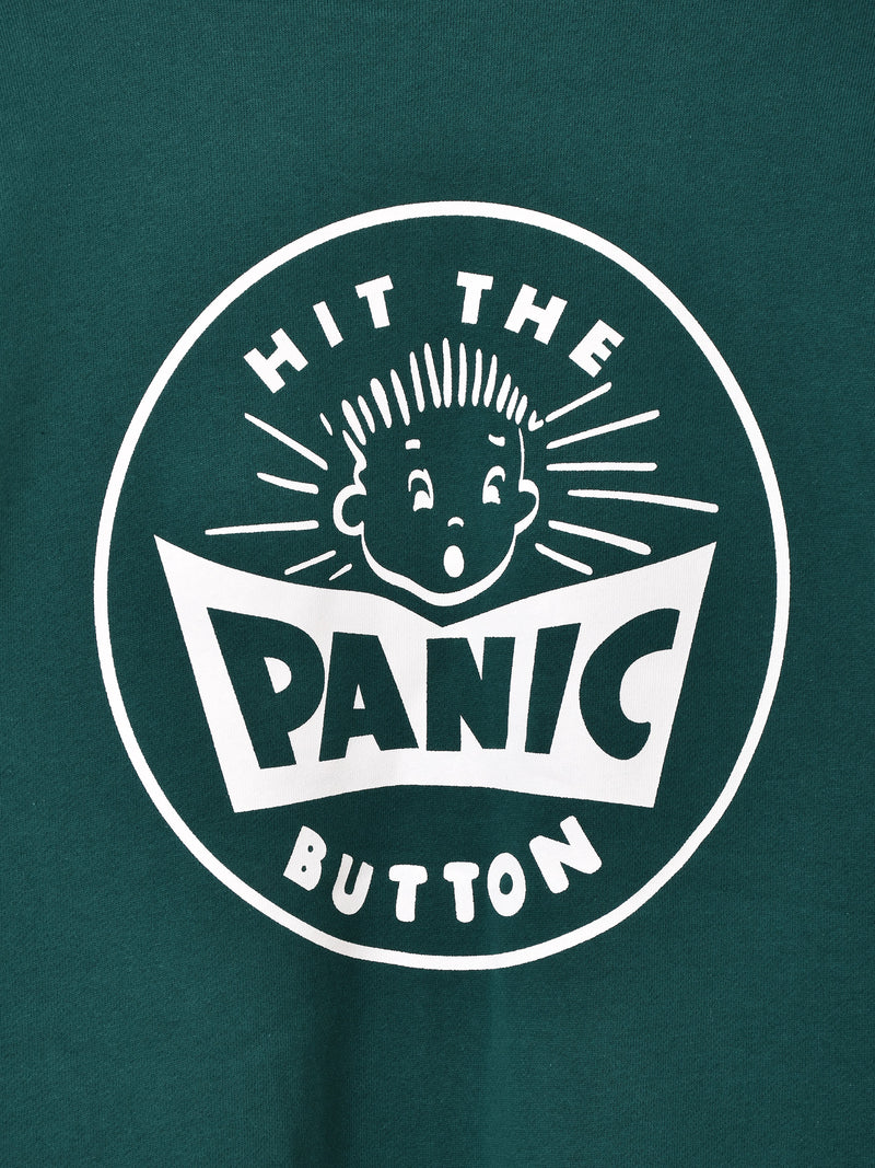 【2色展開】 プリント スウェットシャツ「HIT THE PANIC BUTTON」