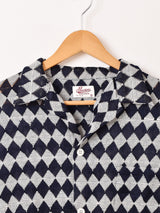 【2色展開】Backers ダイア柄 メッシュ 長袖 オープンカラーシャツ