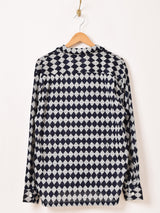 【2色展開】Backers ダイア柄 メッシュ 長袖 オープンカラーシャツ