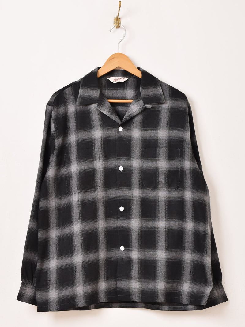 【2色展開】Backers 長袖 シャドウチェック オープンカラーシャツ
