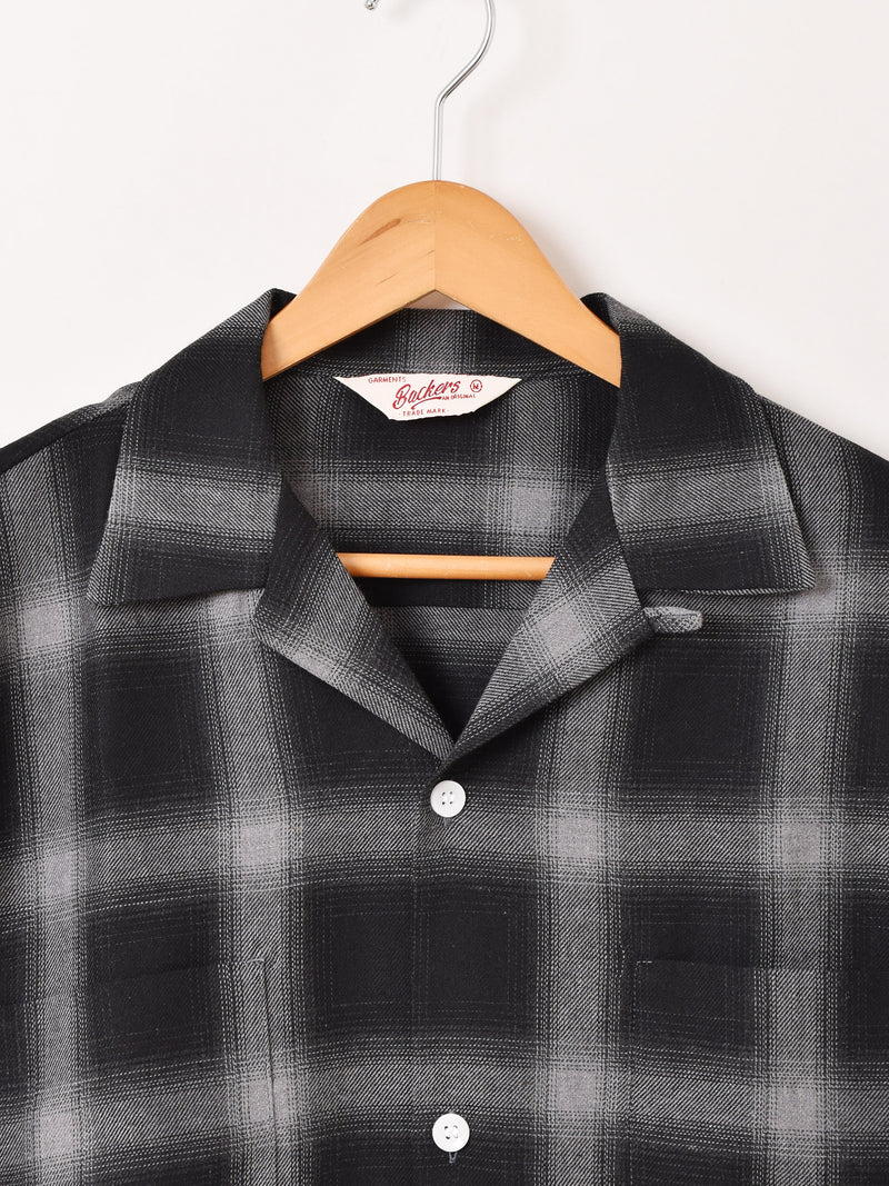 【2色展開】Backers 長袖 シャドウチェック オープンカラーシャツ