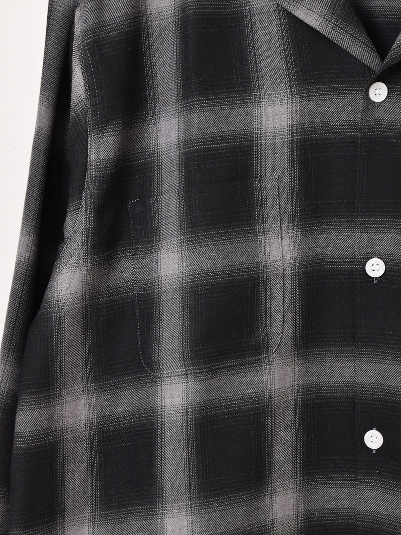 【2色展開】Backers 長袖 シャドウチェック オープンカラーシャツ